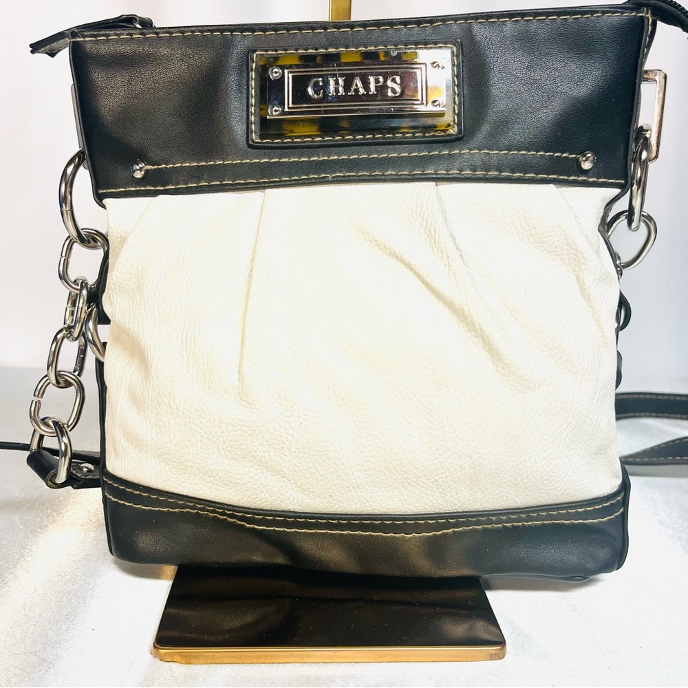 Chaps Black and Cream Crossbody Bag - Picture 2 of 12